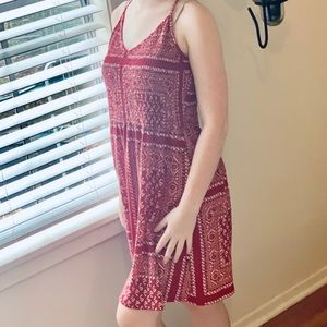 Easy Light Pullover Red Paisley Patterned Dress